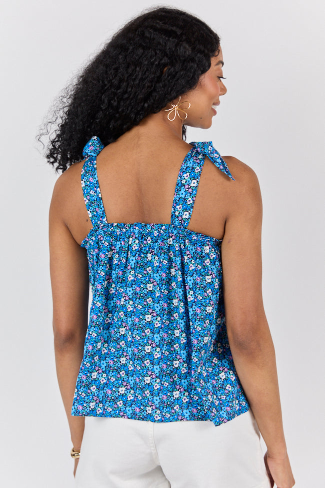 Summer Memories Navy Floral Halter Tank FINAL SALE-Sunny Prom