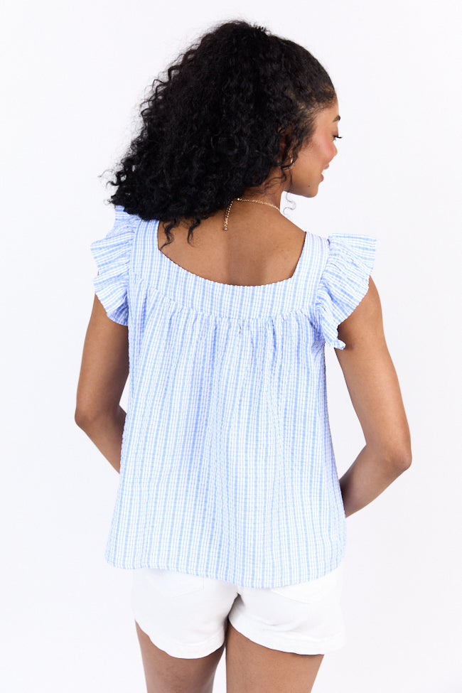 Chic Crush Blue Button Down Striped Tank FINAL SALE-Sunny Prom