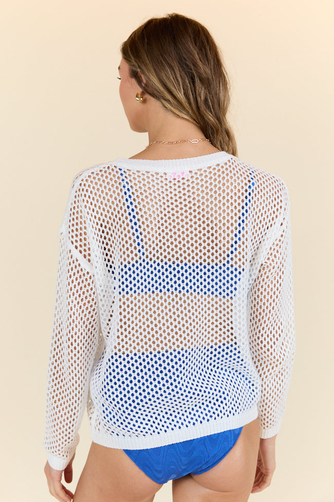 Born In The USA Ivory Open Knit Sweater FINAL SALE-Sunny Prom