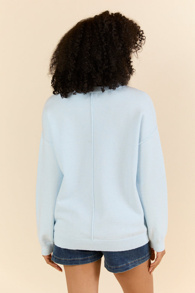Home Of The Free Light Blue Textured Flag Sweater FINAL SALE-Sunny Prom