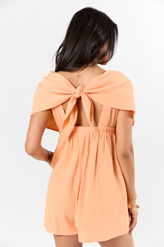 I Want A Creamsicle Textured Solid Romper-Sunny Prom