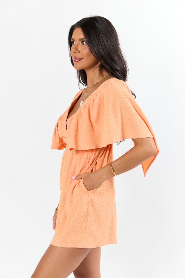 I Want A Creamsicle Textured Solid Romper-Sunny Prom