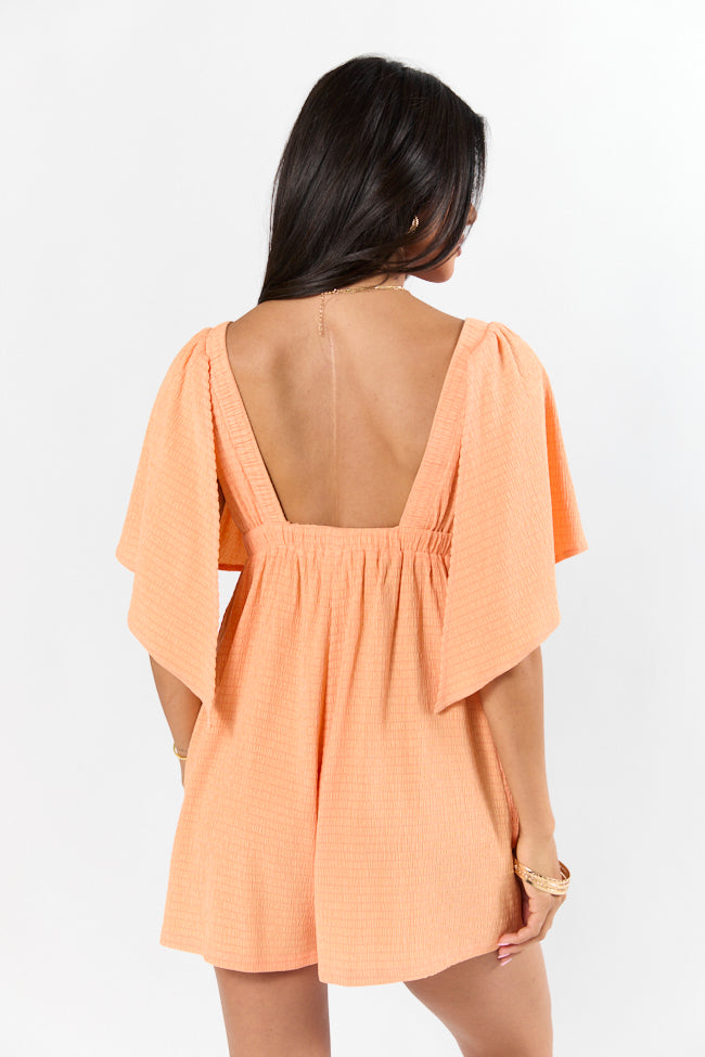 I Want A Creamsicle Textured Solid Romper-Sunny Prom