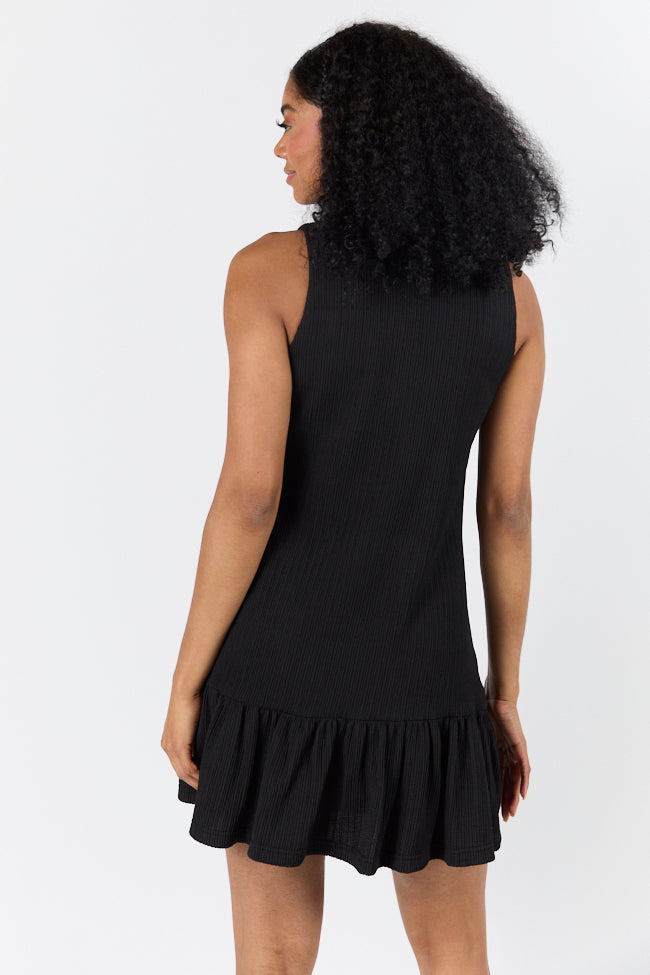 Sunset Romance Black Knit Button Front Mini Dress SALE-Sunny Prom