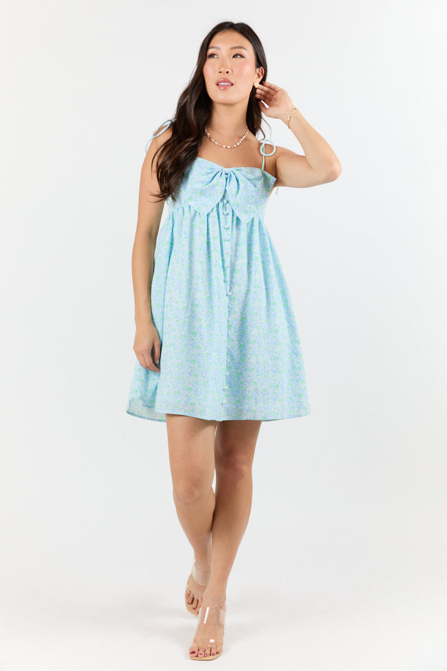 Blooming Bow Detail Multi Floral Mini Dress FINAL SALE-Sunny Prom