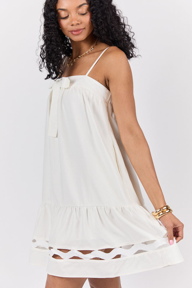 Saltwater Soul Ivory Lattice Mini Dress FINAL SALE-Sunny Prom