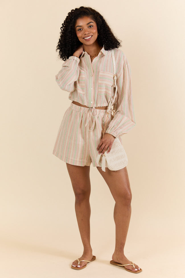 Dream Destination Striped Long Sleeve Top and Shorts Set FINAL SALE-Sunny Prom
