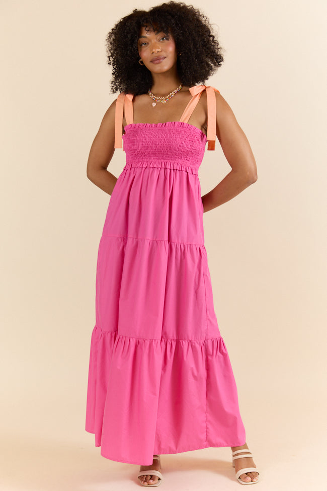 Season Of Bliss Pink Smocked Bust Maxi Dress SALE-Sunny Prom