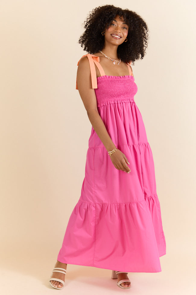 Season Of Bliss Pink Smocked Bust Maxi Dress SALE-Sunny Prom