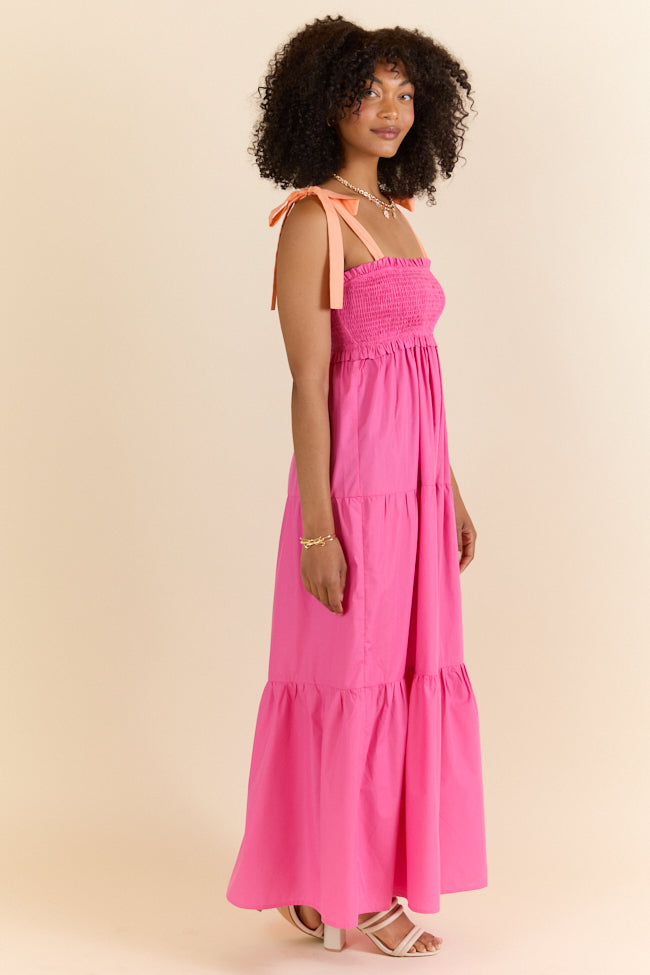 Season Of Bliss Pink Smocked Bust Maxi Dress SALE-Sunny Prom