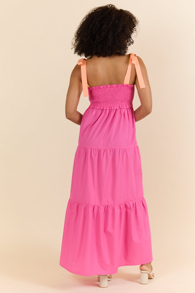 Season Of Bliss Pink Smocked Bust Maxi Dress SALE-Sunny Prom
