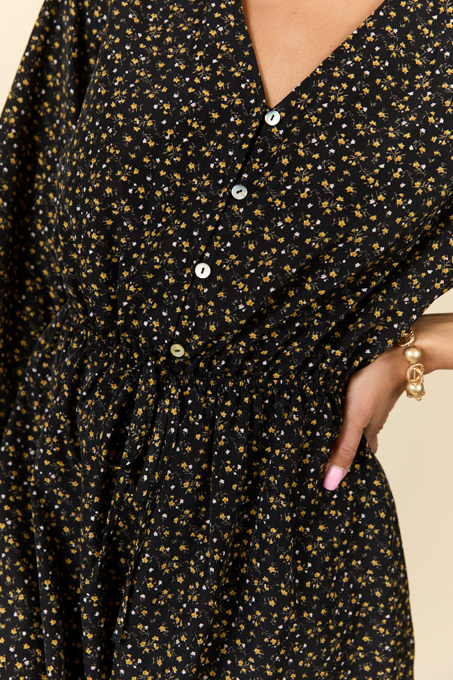 Love Over Fear Black Ditsy Floral Romper SALE-Sunny Prom