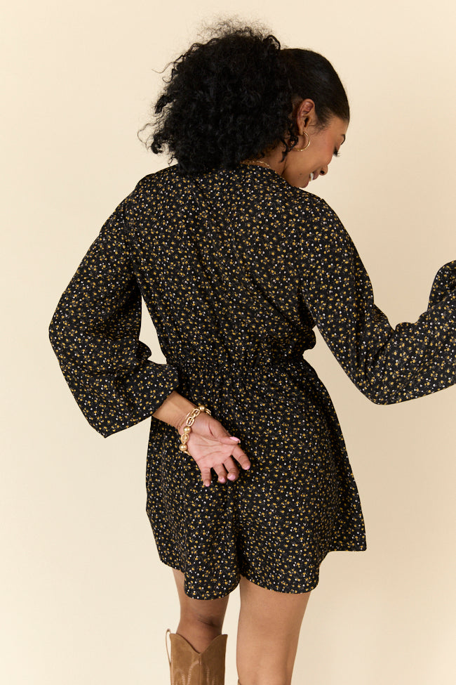 Love Over Fear Black Ditsy Floral Romper SALE-Sunny Prom