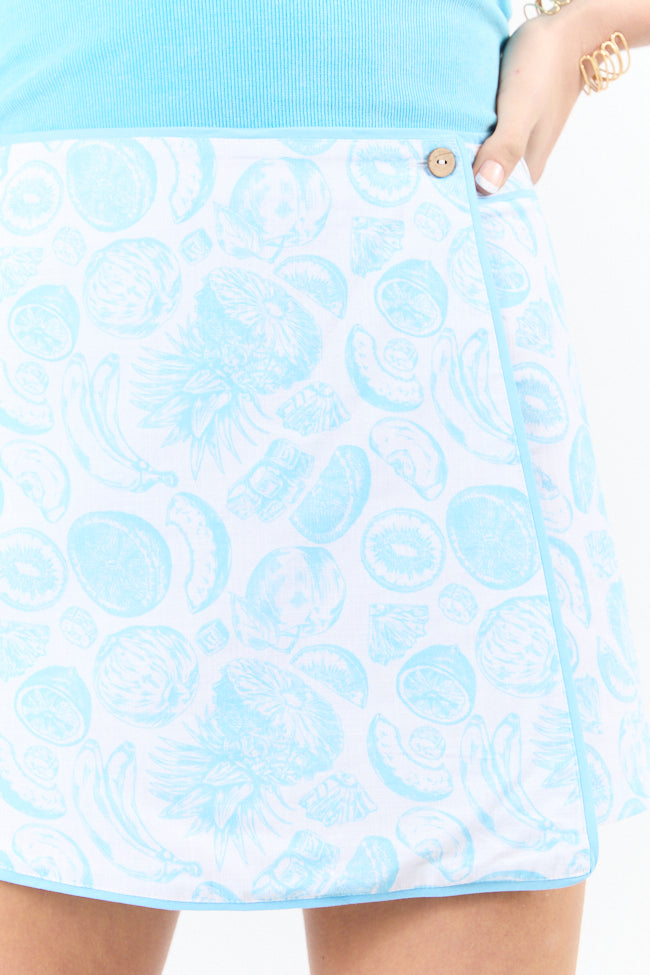 Not So Simple Blue Fruit Print Skort-Sunny Prom