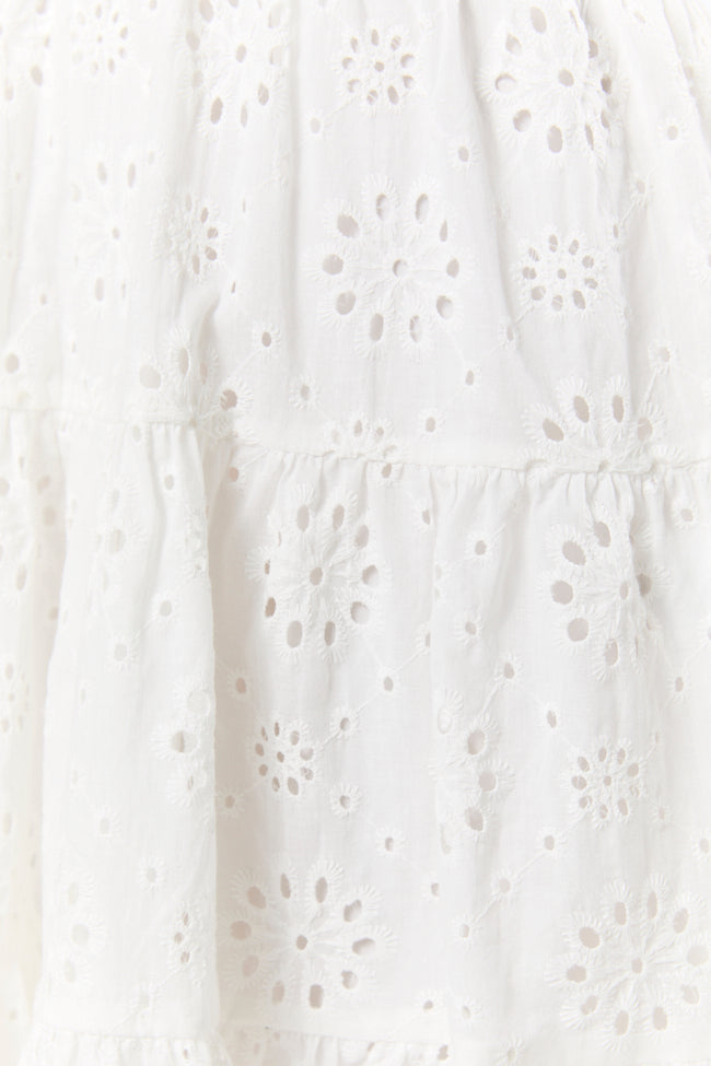 Wear With Love White Tie Shoulder Eyelet Dress FINAL SALE-Sunny Prom