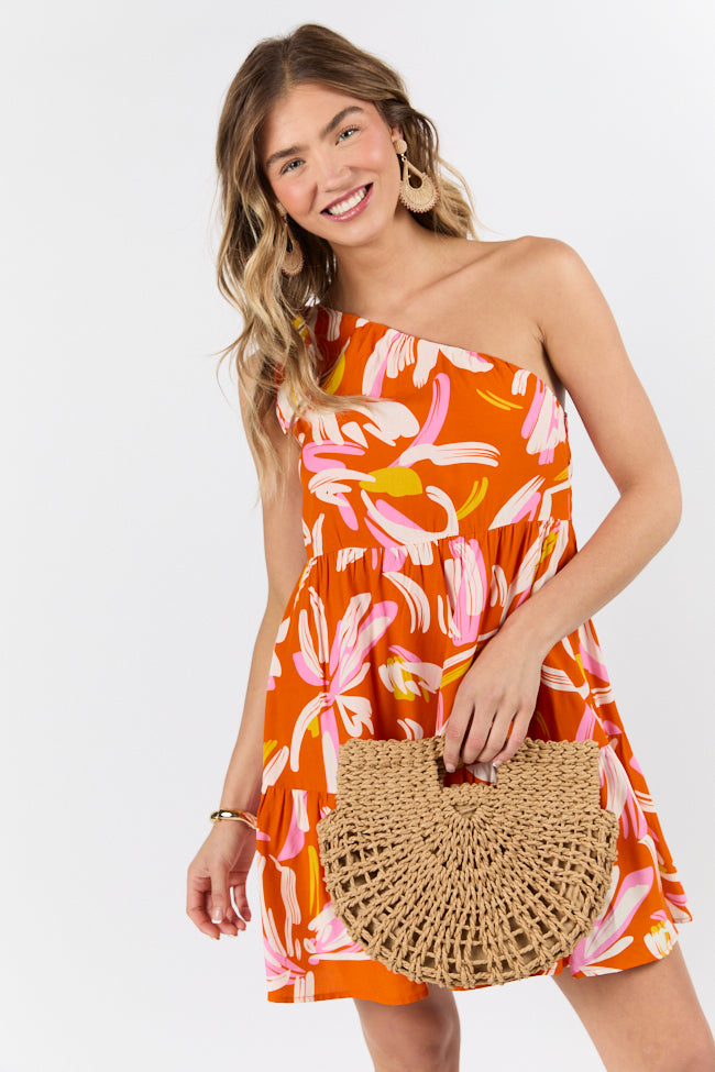 Walking On Sunshine Floral Printed One Shoulder Dress FINAL SALE-Sunny Prom