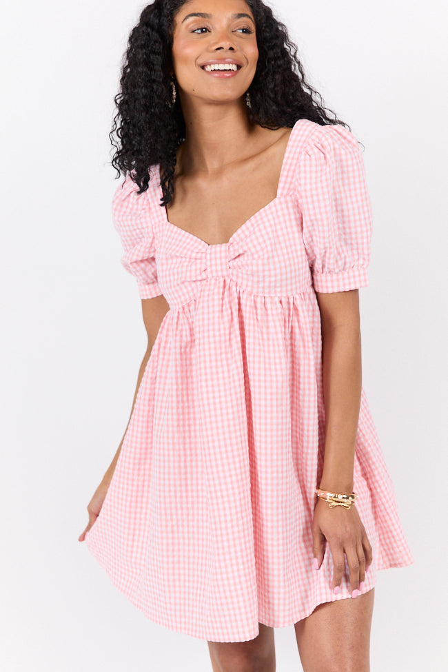 Strawberry Fields Pink Gingham Mini Dress SALE-Sunny Prom