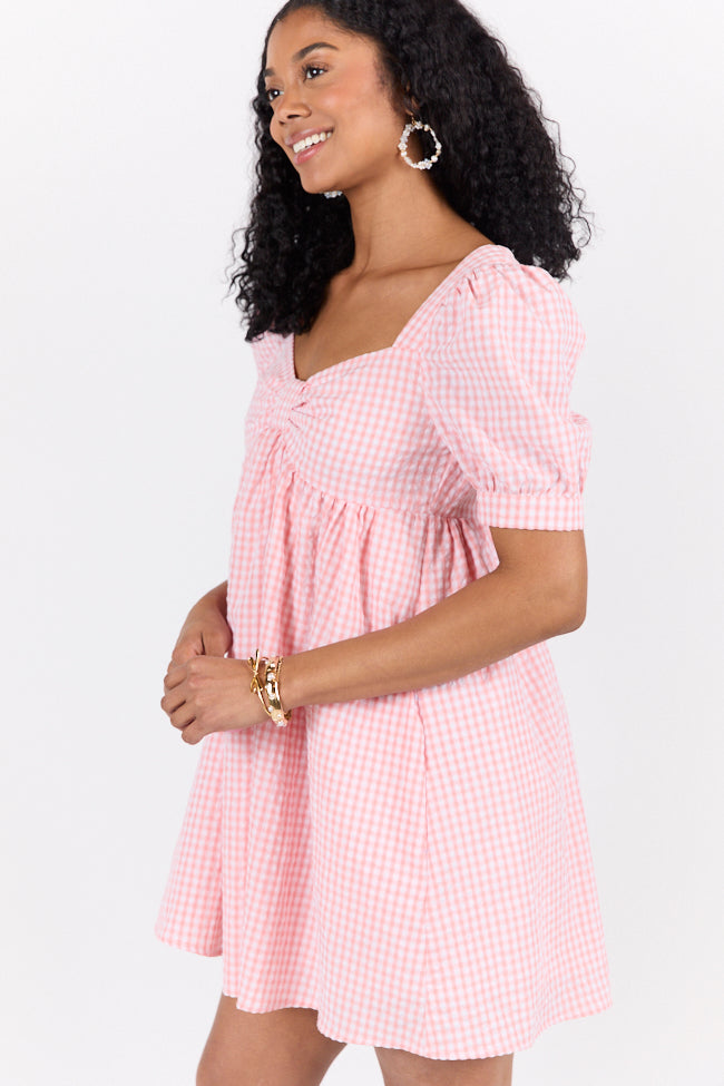 Strawberry Fields Pink Gingham Mini Dress SALE-Sunny Prom
