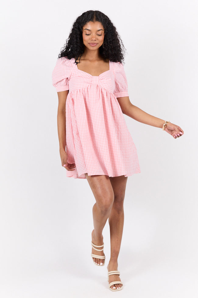 Strawberry Fields Pink Gingham Mini Dress SALE-Sunny Prom