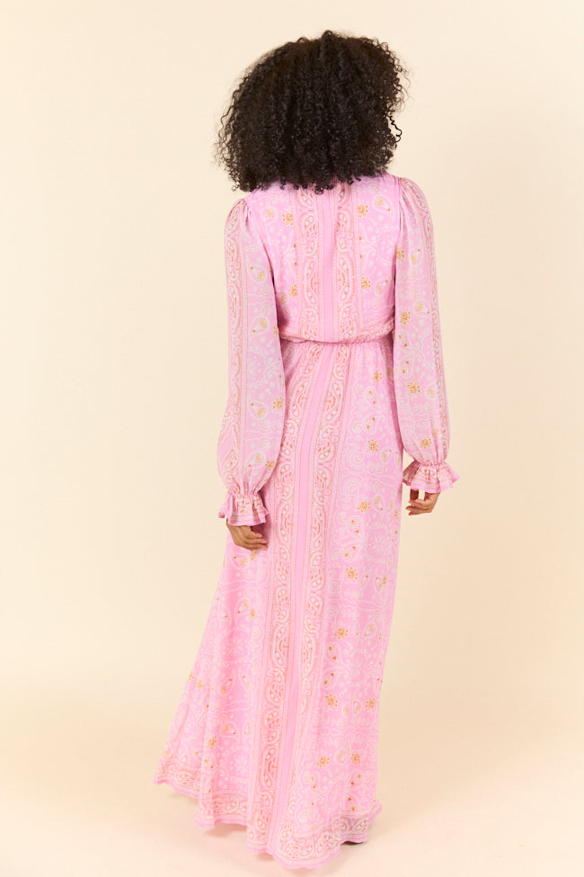 Rustic Rose Pink Bandana Print Maxi Dress FINAL SALE-Sunny Prom