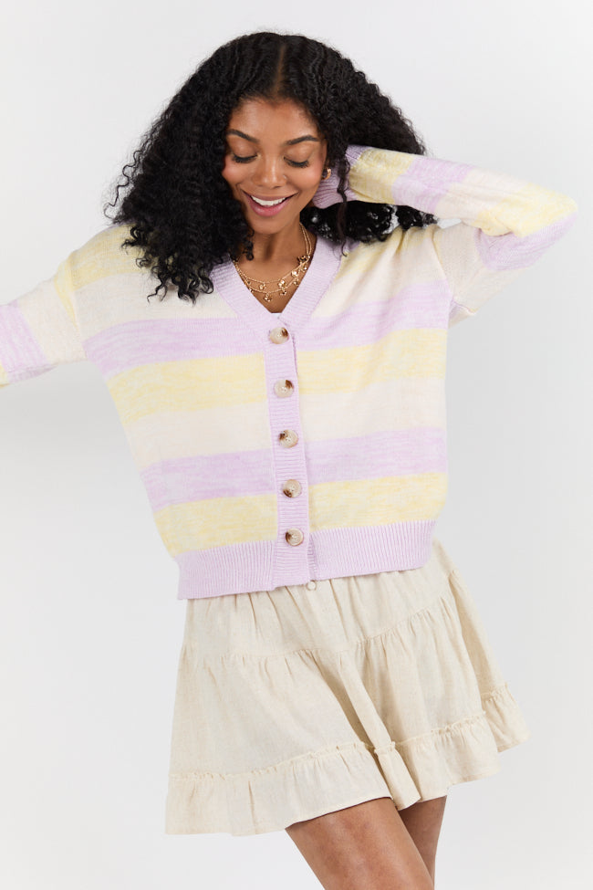 Simple Request Purple Multi Striped Cardigan FINAL SALE-Sunny Prom