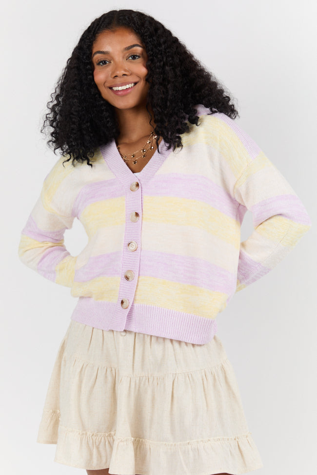 Simple Request Purple Multi Striped Cardigan FINAL SALE-Sunny Prom