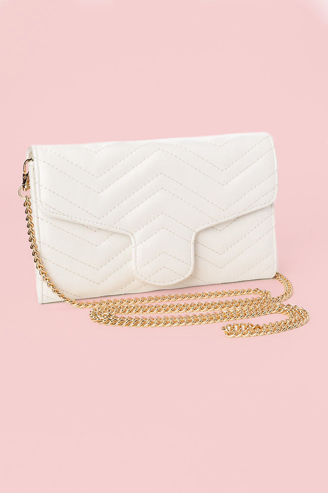 White Chevron Crossbody Purse FINAL SALE-Sunny Prom