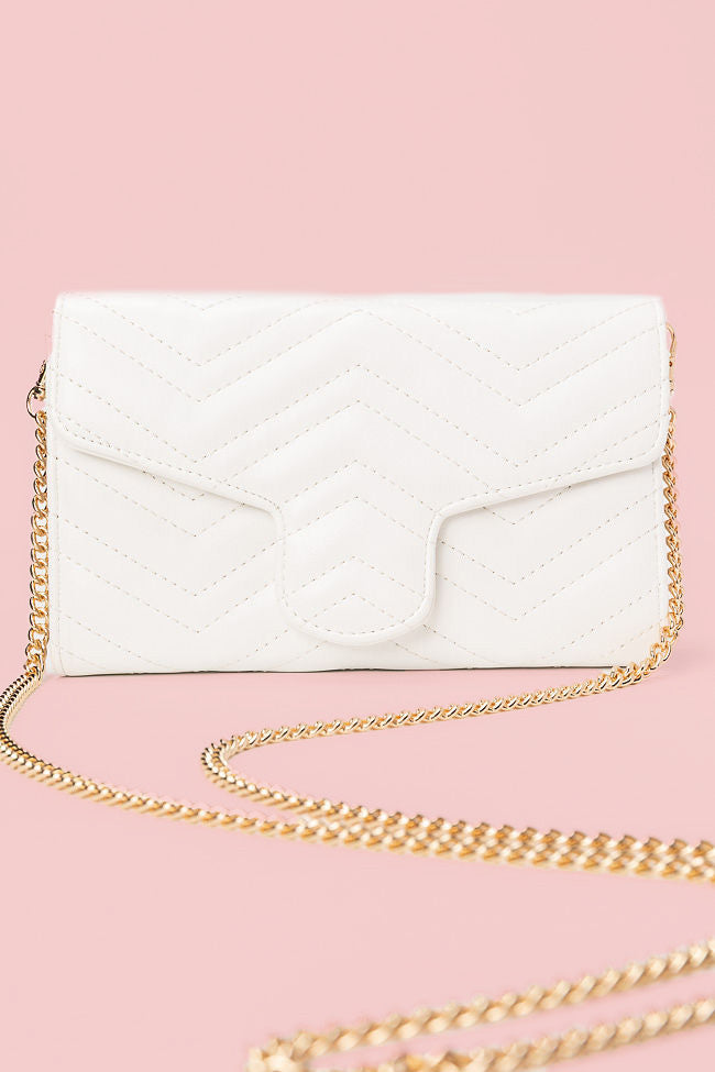 White Chevron Crossbody Purse FINAL SALE-Sunny Prom