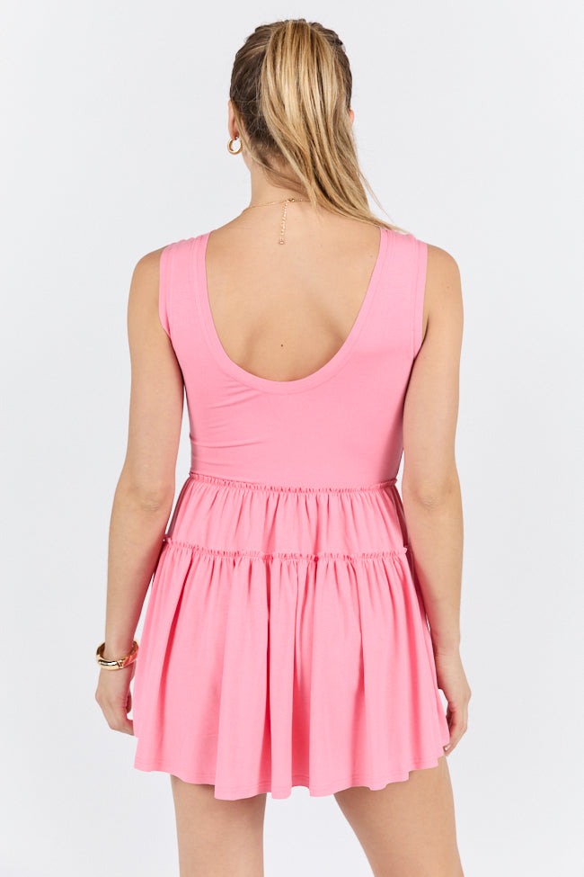 Path To Happiness Pink Knit Tank Romper Dress SALE-Sunny Prom
