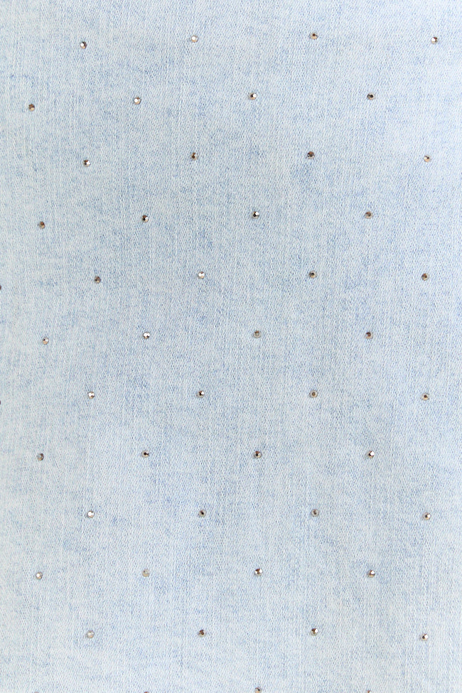 My Favorite Light Wash Rhinestone Studded Denim Skort-Sunny Prom