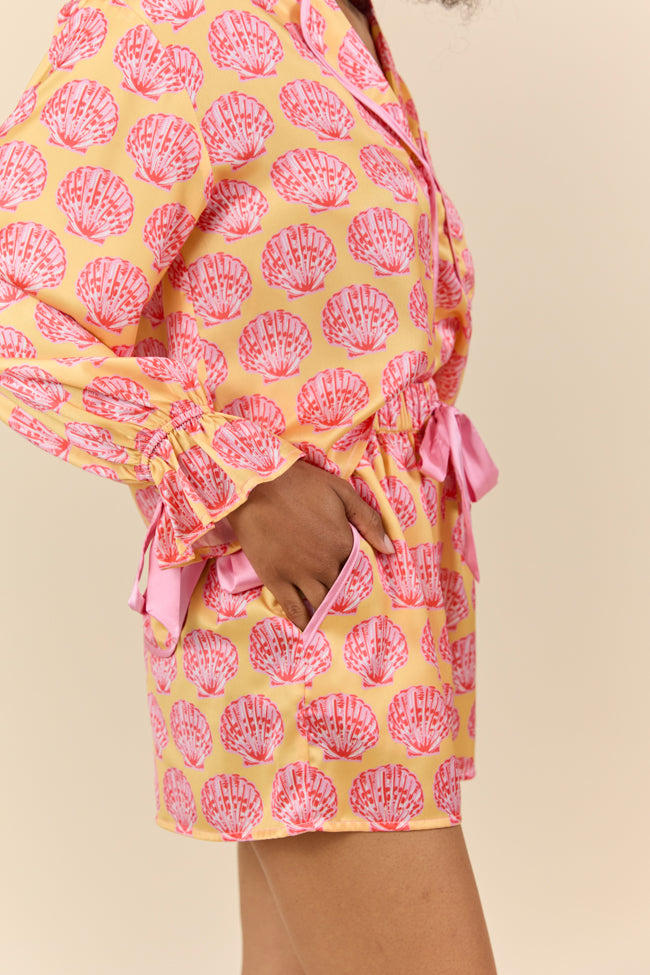 Seashell Serenity Satin Pajama Shorts FINAL SALE-Sunny Prom