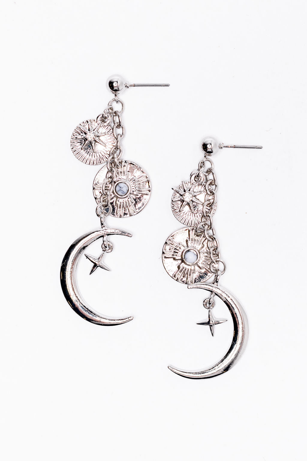 Celestial Charm Silver Earrings SALE-Sunny Prom