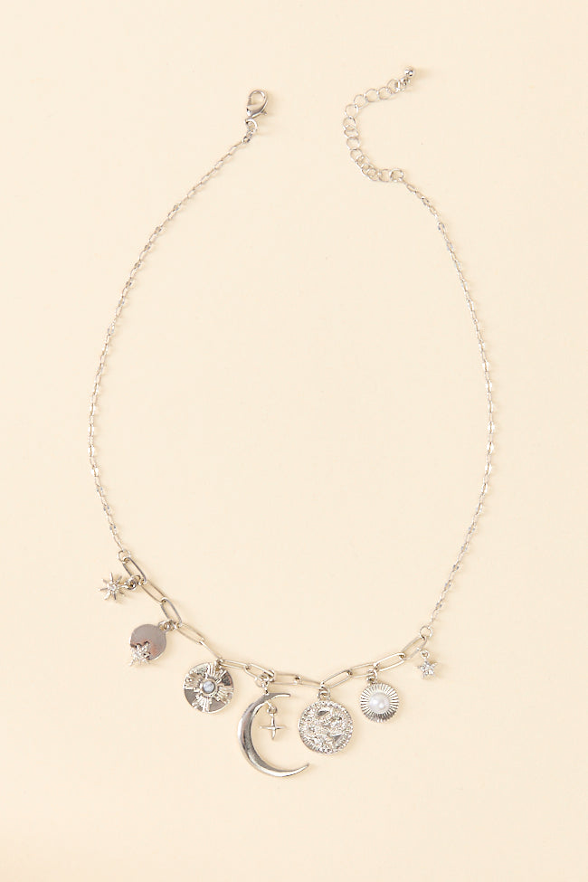 Celestial Charm Silver Necklace SALE-Sunny Prom
