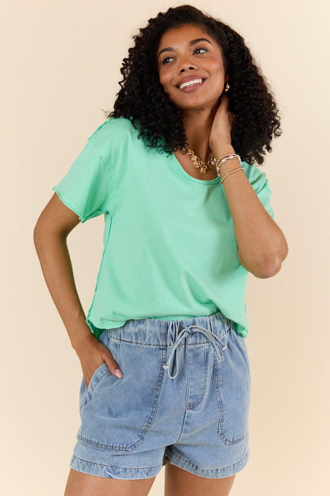 Firm Foundation Green Scoop Neck Tee FINAL SALE-Sunny Prom