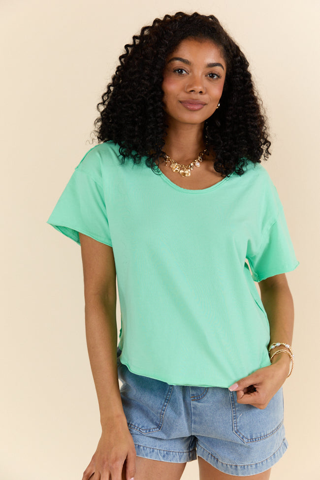 Firm Foundation Green Scoop Neck Tee FINAL SALE-Sunny Prom