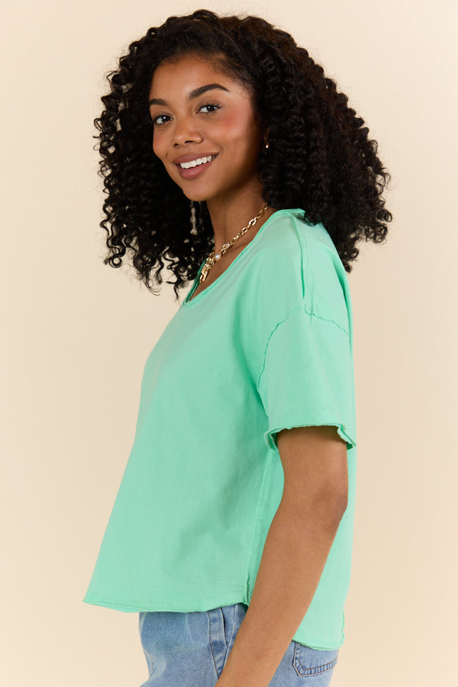 Firm Foundation Green Scoop Neck Tee FINAL SALE-Sunny Prom