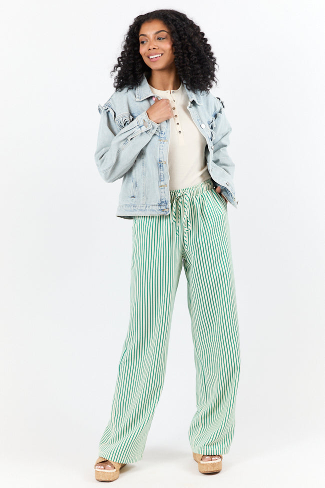 Told You So Light Wash Ruffle Trim Denim Jacket SALE-Sunny Prom