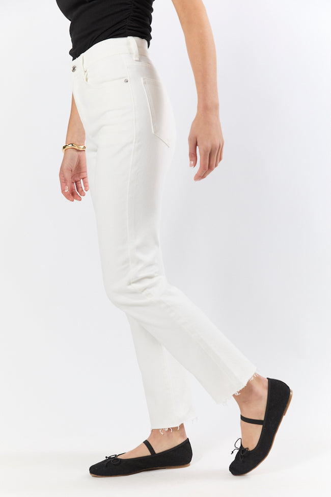 Westin White Straight Leg Raw Hem Jeans-Sunny Prom