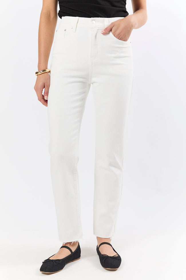 Westin White Straight Leg Raw Hem Jeans-Sunny Prom