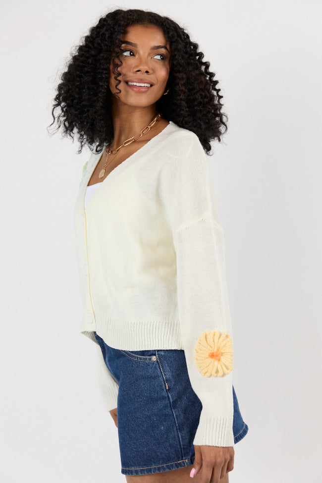 Made My Mark Ivory Multi Floral Embroidered Cardigan FINAL SALE-Sunny Prom