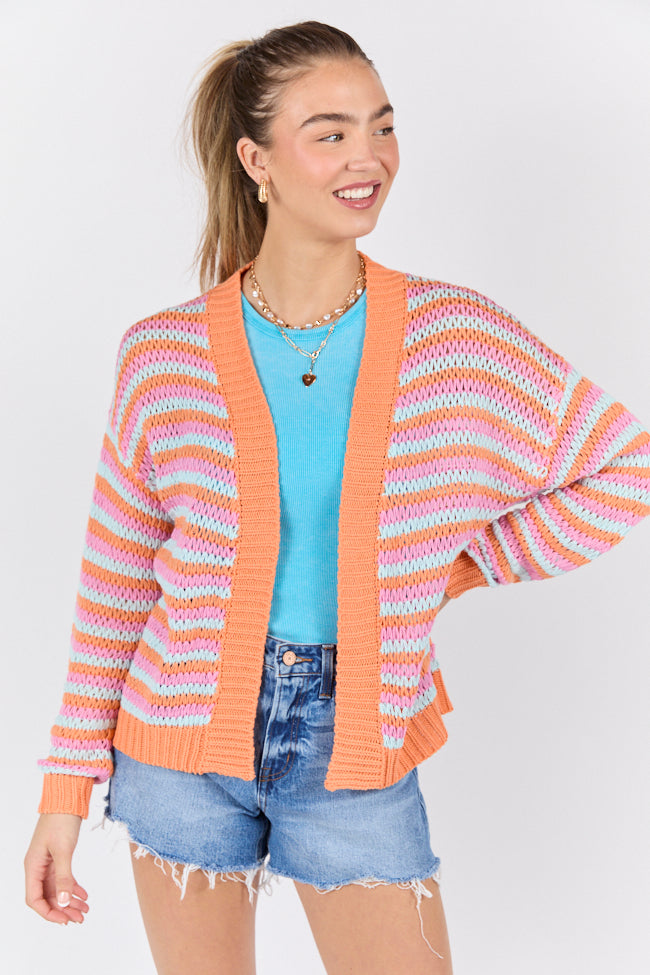 You're My Muse Pink, Orange, and Mint Multi Stripe Cardigan FINAL SALE-Sunny Prom