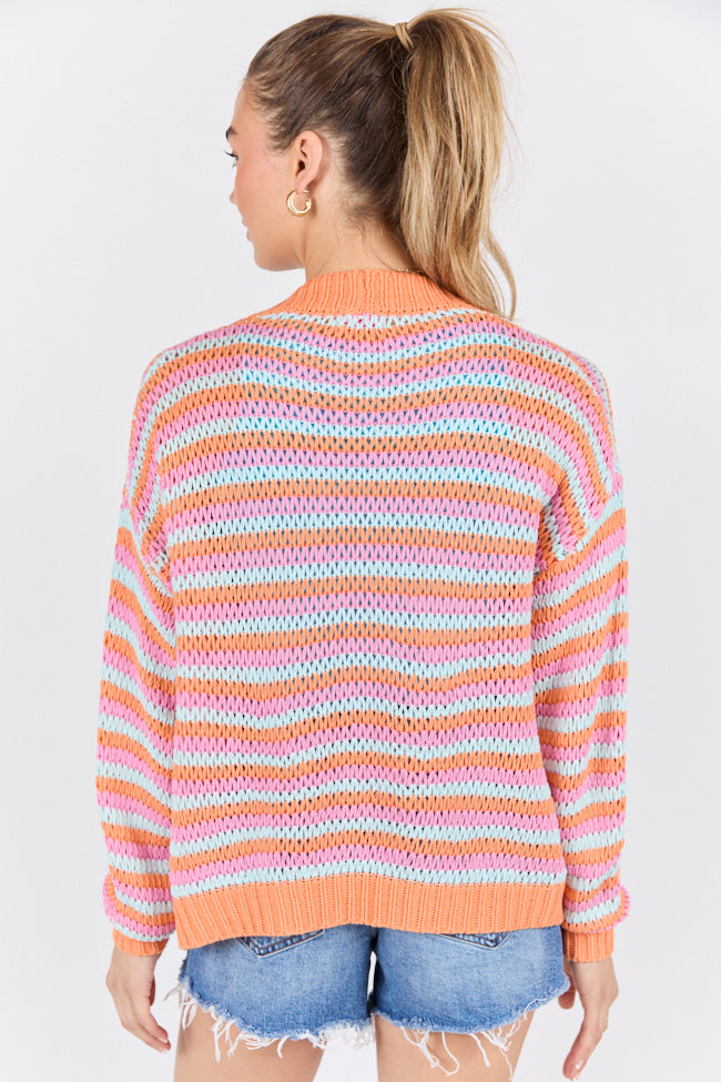 You're My Muse Pink, Orange, and Mint Multi Stripe Cardigan FINAL SALE-Sunny Prom