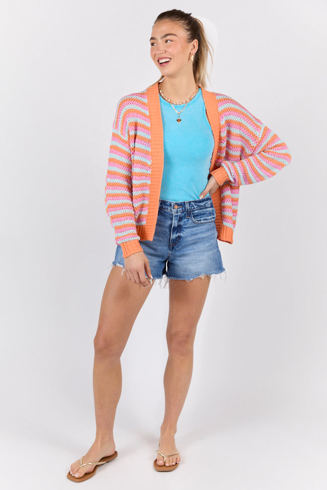 You're My Muse Pink, Orange, and Mint Multi Stripe Cardigan FINAL SALE-Sunny Prom
