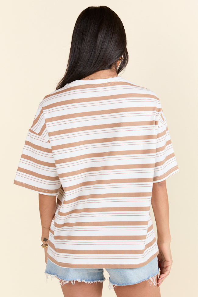 The Mackenzie Tan Oversized Striped Tee Holley Gabrielle X Sunny Prom-Sunny Prom