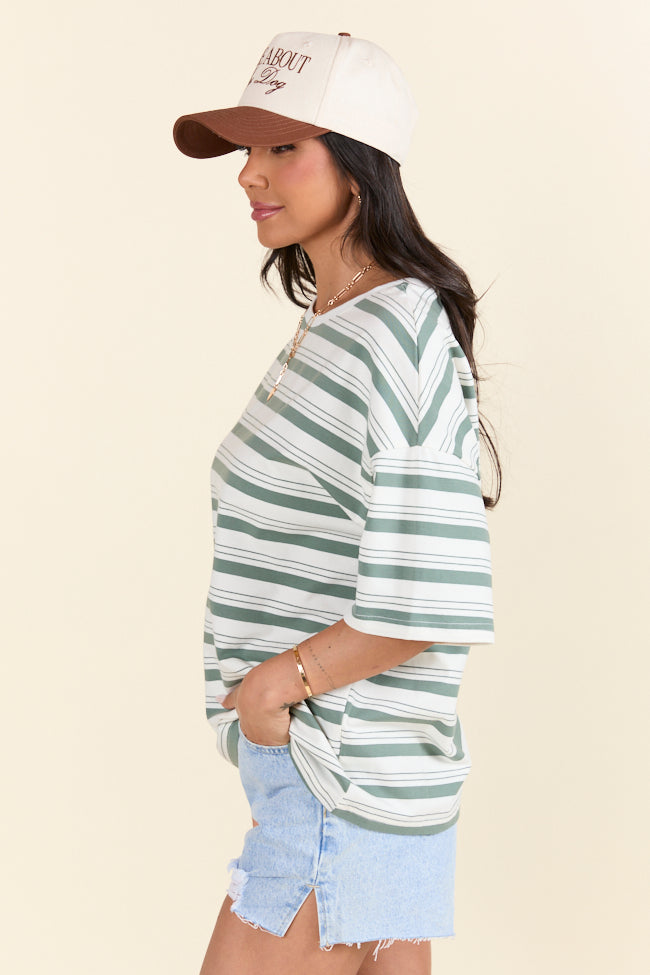 The Mackenzie Olive Oversized Striped Tee Holley Gabrielle X Sunny Prom-Sunny Prom