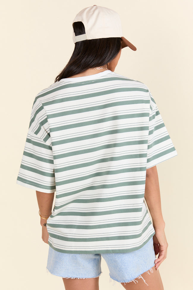 The Mackenzie Olive Oversized Striped Tee Holley Gabrielle X Sunny Prom-Sunny Prom