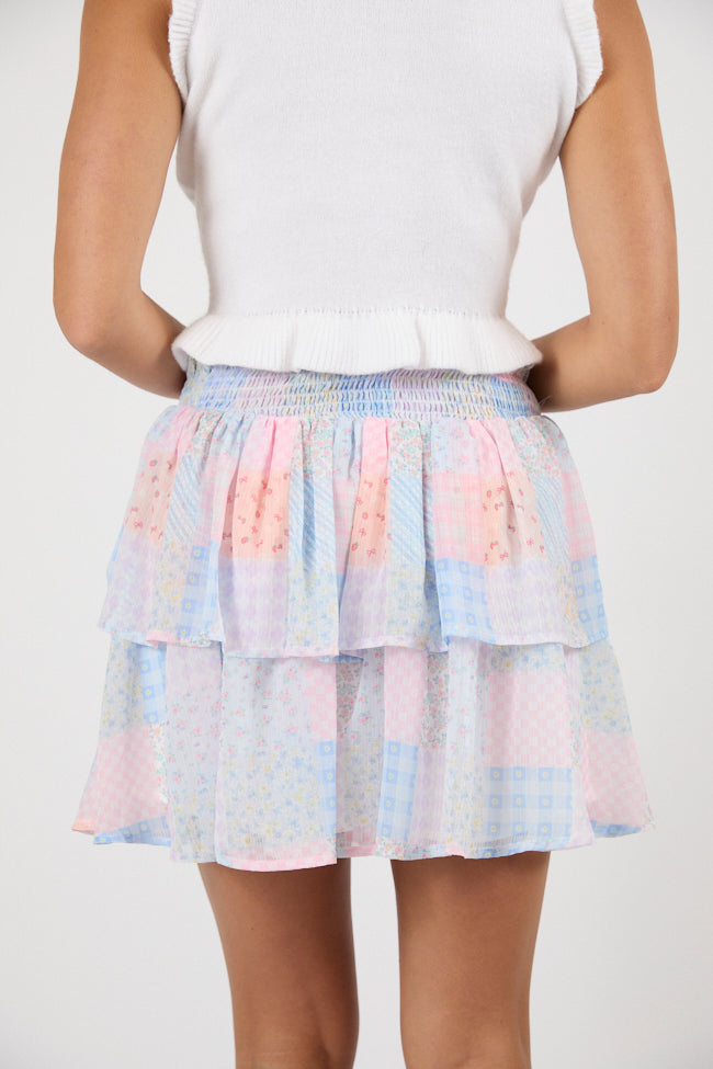 Breezy Multi Pattern Print Tiered Skort FINAL SALE-Sunny Prom