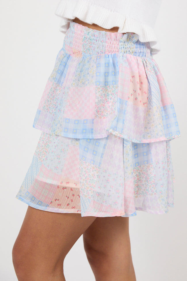 Breezy Multi Pattern Print Tiered Skort FINAL SALE-Sunny Prom