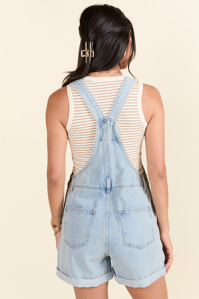 The Amy Jo Medium Wash Distressed Cuffed Overalls Holley Gabrielle X Sunny Prom-Sunny Prom