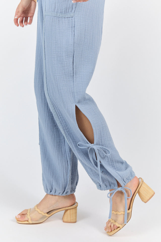 Sky High Blue Gauze Harem Pull On Pants FINAL SALE-Sunny Prom